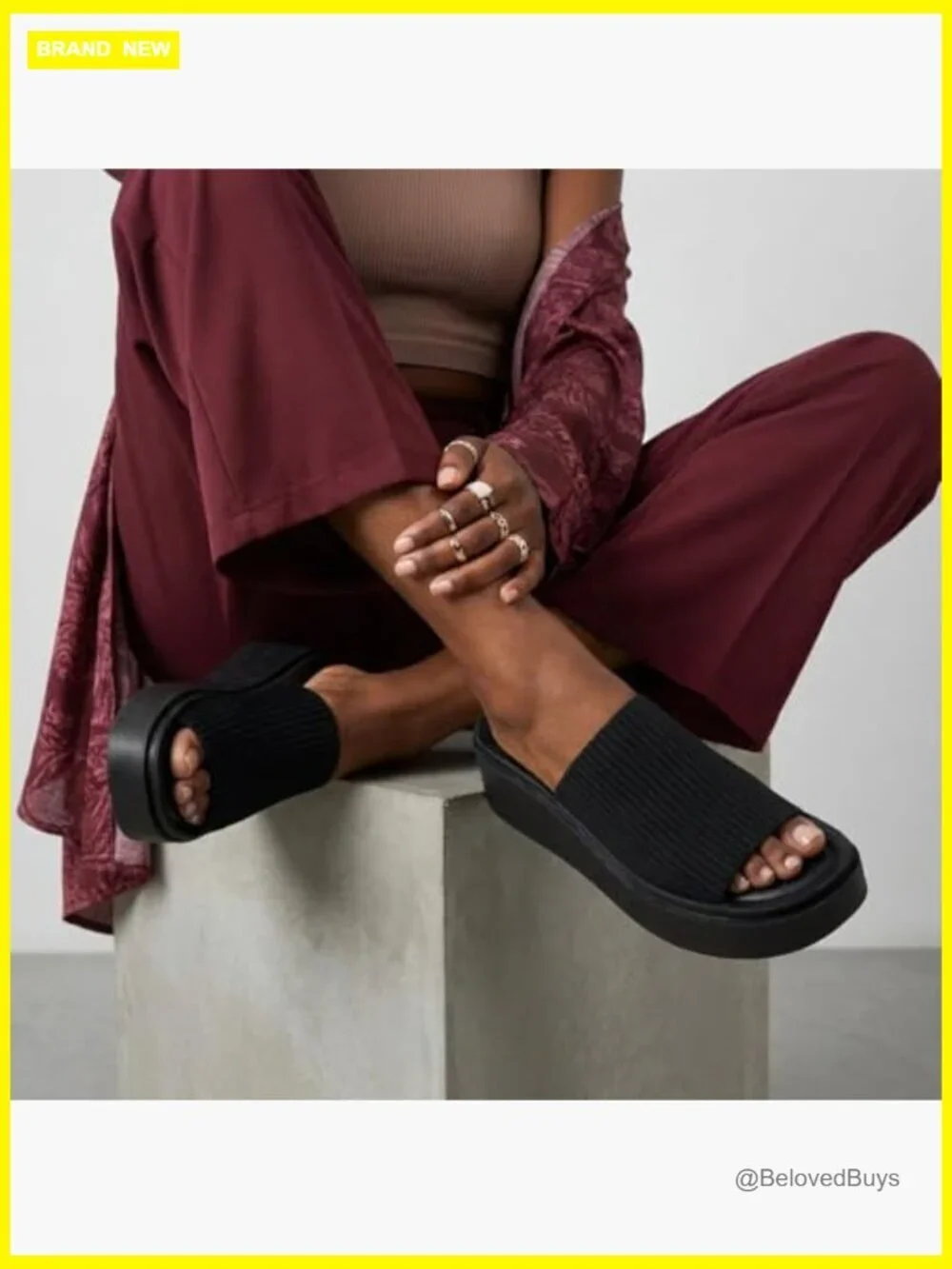 Platform Sandals with Memory Foam Knit Upper Chunky Wedge Heel Summer Shoes